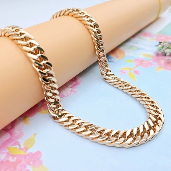 Bold Rose Gold Plated Cuban Chain Necklace – 60cm Premium Design, XPNL0095 - Picture 5 of 12